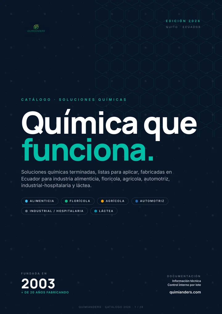 Portada del catálogo de soluciones químicas QUIMIANDERS