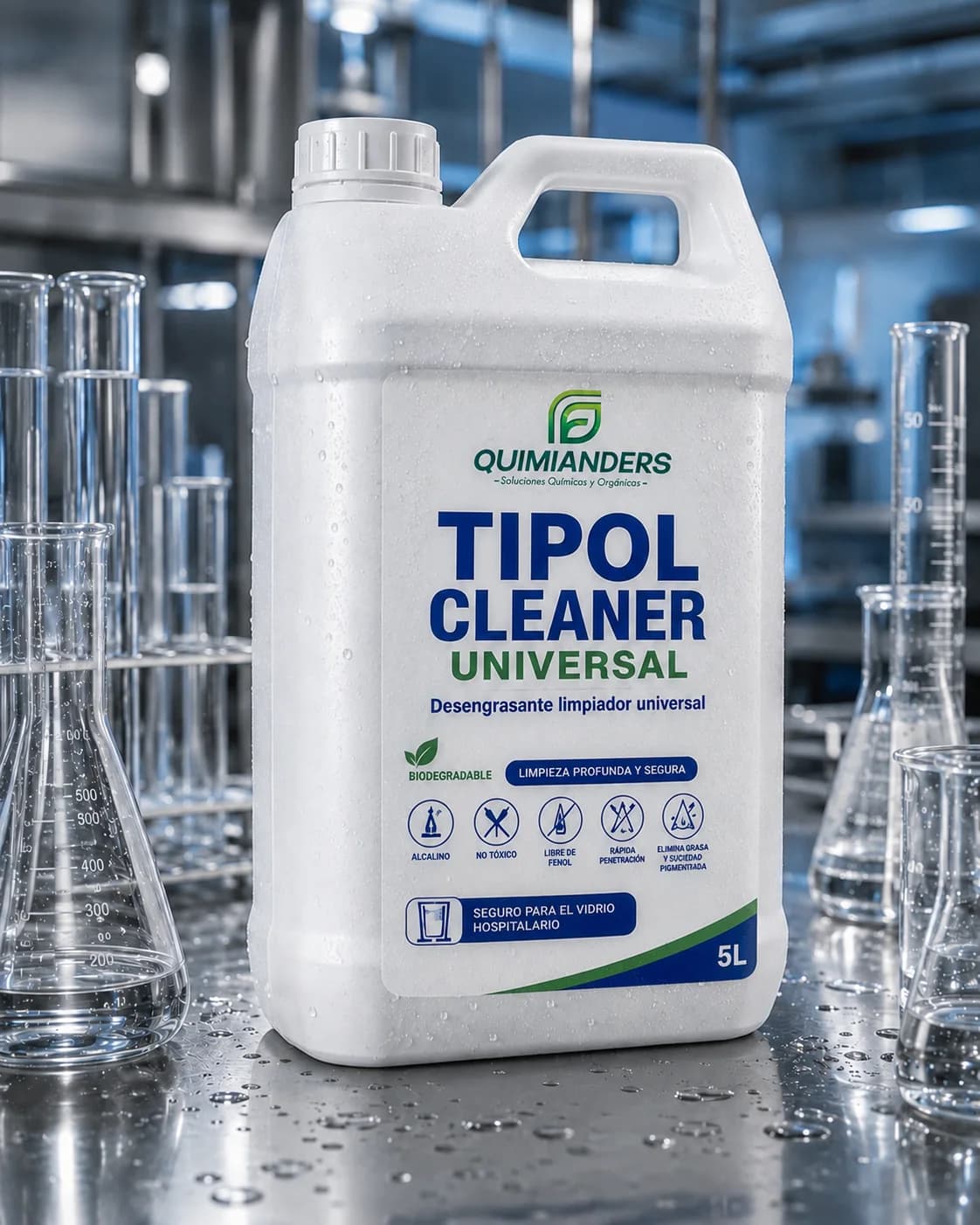TIPOL CLEANER UNIVERSAL desengrasante biodegradable para uso industrial, hospitalario y vidrio